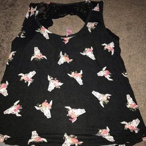 Open lace back tank top